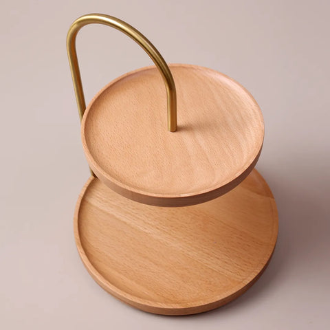 Two-Tier Display Stand, Light Wood