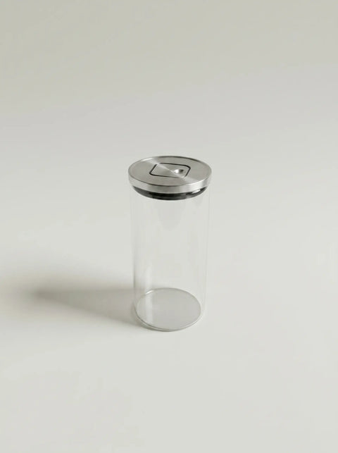 Glass Container with Stainless Steel Push - Large